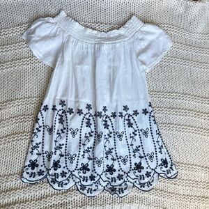 Old Navy White Off Shoulder White with Navy Embroidery Women's Top XS